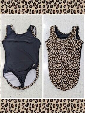 FLIPSIDE Kbee Gymnastics Dance Leotard Child Large 10-11 Leopard Cheetah Print
